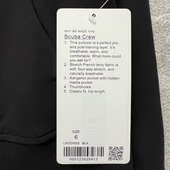 Brand new Lululemon Scuba Crew, size 6 in Black - Picture 3 of 6